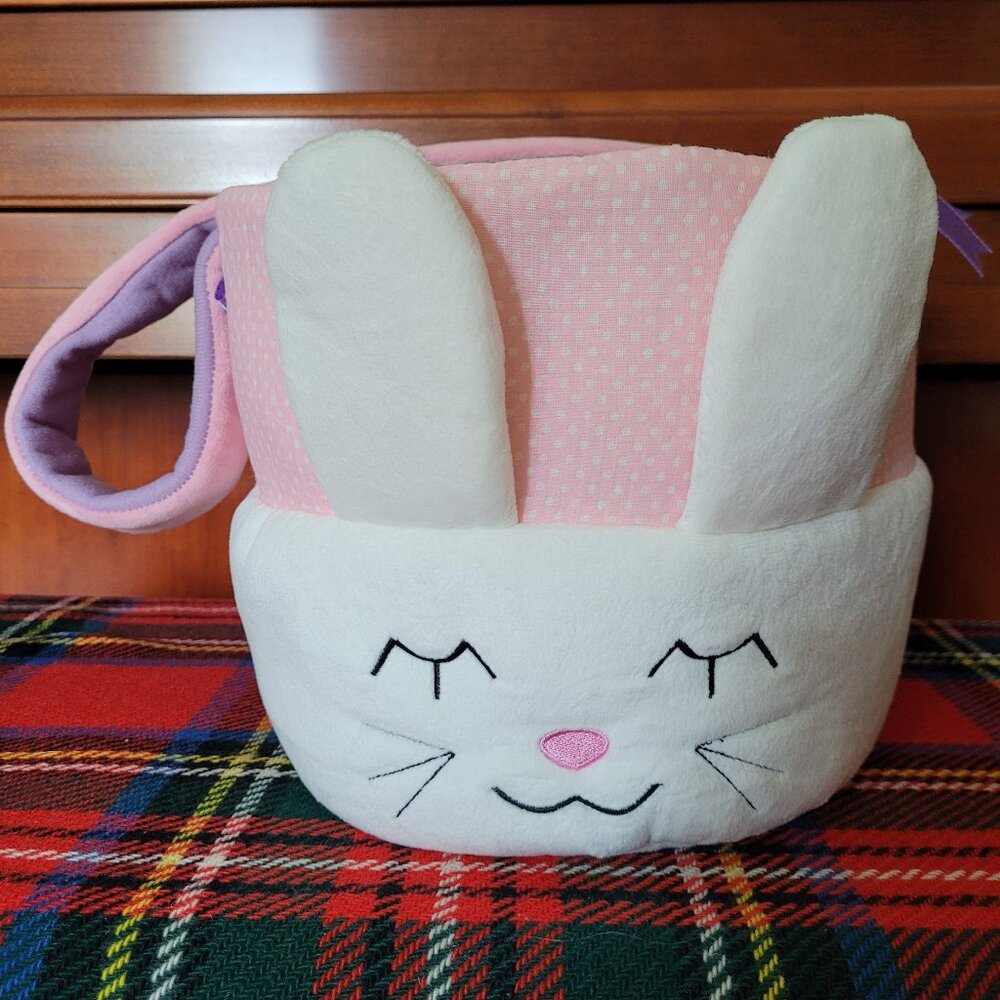 Plushible Easter Bunny Large Plush Basket Bag with Handle